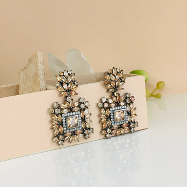 Bronze Diamond Square Earrings